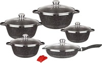 Batterie de cuisine en aluminium moulé sous pression durable, revêtement antiadhésif granit, marmite, 6/10/12 pièces, compatible gaz et induction, pour l'exportation