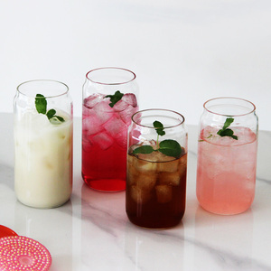 16oz Clear Borosilicate Glass Drinkware <strong>Mason</strong> <strong>Jar</strong> Beer Can Shaped with Colored Lid and Straw - Product Image 4