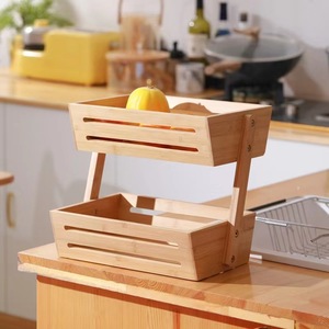 Cesta de Almacenamiento de Doble Capa de Bambú Rima, Organizador de Frutas y Verduras para Escritorio, Estante de Almacenamiento para Cocina - Product Image 2