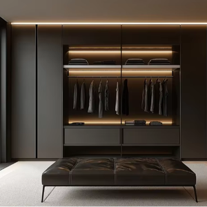 Armoire de rangement pour vêtements avec porte en verre moderne haut de gamme, meubles de chambre à coucher en bois, armoire avec 6 portes pour le salon - Product Image 1