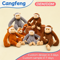 Boneka Monyet Lengan Panjang Grosir Pabrik OEM ODM, Mainan Hewan Primata Realistis untuk Teman Tidur Bayi, Hadiah