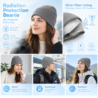 Bonnet en tricot avec logo personnalisé, protection EMF, doublure en fibre d'argent, anti-radiation, protection contre les ondes 5G RF WiFi