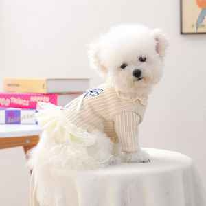 Ropa para mascotas para otoño e invierno, perros pequeños, cachorros, gatos, ropa cálida y cómoda, falda de tul con lazo azul, Año Nuevo - Product Image 2