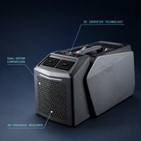 Climatiseur d'extérieur F8 à système split, portable, double mode (froid/chaud), pour camping, avec écran LED et commande tactile
