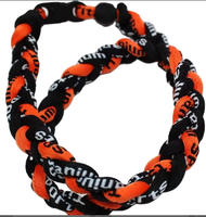 Collier tressé noir et orange en nylon, style sport, unisexe, idéal comme cadeau