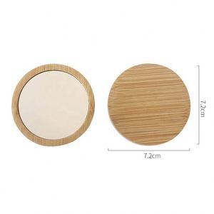 Miroir de poche en bambou, miroir de maquillage rond, moderne, durable, cadeau pour filles, beauté, cosmétique, bois, cadeaux promotionnels, logo gravé - Product Image 2