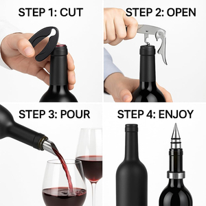 Juego de 5 Piezas de Lujo para Abrir Vino, Sacacorchos de Acero Inoxidable, Kit de Accesorios para Vino, Juego de Regalo para Bar, Hogar, Restaurante - Product Image 6