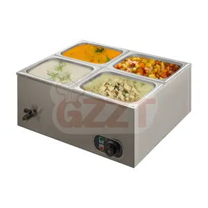 Commercial Hotel equipment 4 Pan Counter Top Electric Food Warmer Display Restaurant 6 Pans Electric Soup Cooked food Bain Marie