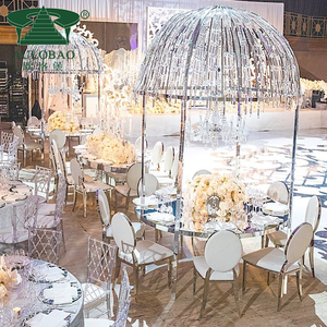 Bộ bàn ăn phòng khách mặt kính thường, khung thép không gỉ hiện đại, 8 ghế, bàn ăn bằng kim loại, bàn tiệc cưới - Product Image 6