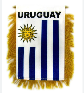Drapeau de voiture à suspendre, mini-drapeau de football mondial, bannière pour vitre de voiture avec ventouse, drapeau double face à franges dorées, vente chaude - Product Image 2