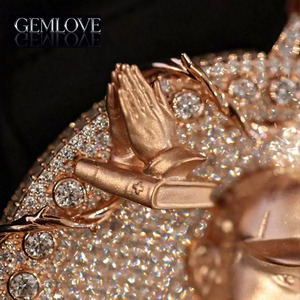 Pendentif Diamant Personnalisé en Forme de Bouclier, Accessoires de Luxe pour Pendentifs, Ensemble d'Accessoires pour Pendentifs Chaîne Cubaine Hip Hop - Product Image 2