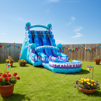 Toboggan aquatique gonflable électrique de 20 pieds à double piste avec piscine amovible, château gonflable et toboggan aquatique pour fête