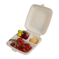 Échantillon gratuit de boîte alimentaire biodégradable en amidon de maïs 8"*8" à 3 compartiments pour emporter