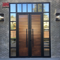 Puerta Doble de Madera Sólida para Entrada Principal Exterior, Insonorizada e Impermeable, Certificada de Fábrica Original, para Hotel