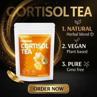 Thé en gros à marque privée pour l'équilibre du cortisol, soutien des glandes surrénales, soulagement du stress, mélange de plantes relaxant, 15 unités, service OEM ODM personnalisé