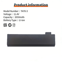 Batterie d'ordinateur portable T470-3 Cells pour Lenovo Thinkpad T470 T480 T570 T580 P51S P52S A285 11.4V 2050mAh