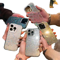 Coque de téléphone transparente scintillante à succès pour iPhone 16 14 Pro Max, coque de téléphone souple transparente antichoc en TPU