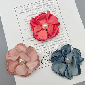 Fabric Pearl Camellia Flower Hair <b>Accessories</b> 5cm Korean Style <b>Wedding</b> Decorations For Clothing Shoes Bags - Product Image 4