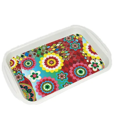 With handles custom printed plastic tray wholesales rectangular tray fast food plastic tray