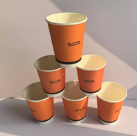 Tasse à café et thé orange LOGO personnalisable de 8oz tasse jetable à emporter tasses à café en papier à double paroi avec couvercle