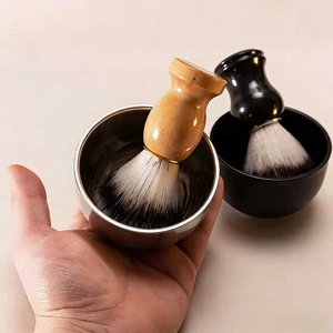 Ensemble de brosses à barbe pour homme, rasoir manuel, brosse à barbe en poils de blaireau, bol à mousse en acier inoxydable, support pour brosse à barbe, savon à raser - Product Image 1