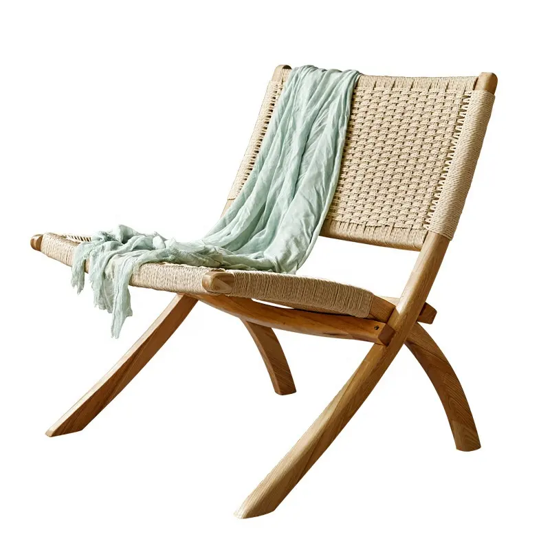 Pátio De Madeira Rattan Natural Tecido Outdoor Folding Outdoor e vivendo rood Lazer Cadeiras