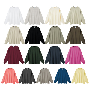 T-shirt in cotone a manica lunga da uomo 305gsm OEM ODM Custom <span class=keywords><strong>Pullover</strong></span> girocollo bianco - Product Image 1