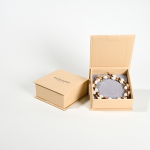 PackSecret Recycled Custom Printed Luxury Small Beige Rigid Cardboard Magnetic Closure Gift Packaging <b>Paper</b> Box for Jewelry Set - Product Image 3