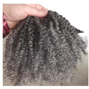 Grey Human Hair Bundles and weave ponytail Natural Grey wigs human hair, salt and pepper grey kinky curly hair