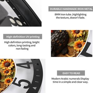 25cm Round Iron <strong>Clock</strong> Featuring a <strong>Lock</strong> and Key Icon - Product Image 4