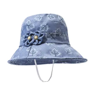 Custom Summer Flower Print Sunshade Hat Women's Fishing Hat Fisherman Bucket Hats