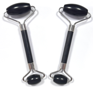 Double <b>Heads</b> Roller Black Xiuyan Jade Facial <b>Massage</b> Tool - Product Image 3