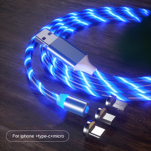 Nouveau câble de données magnétique lumineux à trois ports de charge rapide, transfert de données, trois-en-un, logo, aiguille simple, Chine - Product Image 5