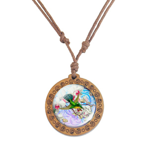 <span class=keywords><strong>Collar</strong></span> de estilo Vintage de colibrí para mujer, colgante de madera de pájaro Retro, cadena de cuerda ajustable, joyería de moda de inspiración cristiana - Product Image 3