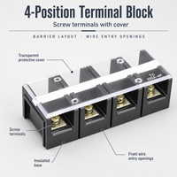 Bloc de bornes à double rangée de haute qualité WBO série TB 15A 600V avec couvercle transparent TB-2504/TB-2506, connecteur de fils à vis fixe