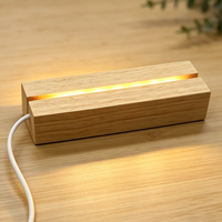 Base de lampe LED en bois USB, support de veilleuse en acrylique, support de lampe rectangulaire, base de lampe 3D en bois, lampe de table, décoration de chambre