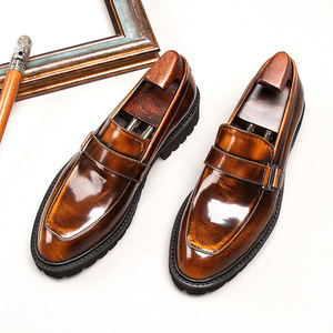 Chaussures en cuir décontractées pour hommes, à semelle épaisse, à bout rond, à talon haut, chaussures habillées décontractées pour hommes, nouvelle collection - Product Image 4