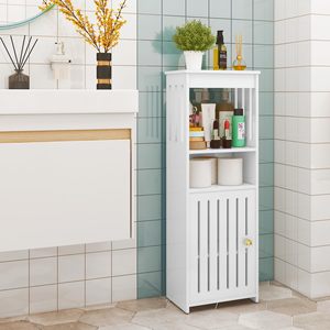 Organiseurs de salle de bain fins à 4 niveaux, armoire de rangement étroite pour salle de bain avec porte et étagère ouverte - Product Image 2