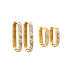 Pendientes de plata de ley 925 con incrustaciones de diamantes, pendientes rectangulares, Hape - Product Image 1