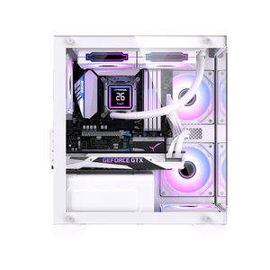 Lovingcool Caixa do PC computador central torre Alta Fluxo de Ar Perfurado Vidro Temperado Frente / Side Painel <span class=keywords><strong>Gamer</strong></span> Case - Product Image 2