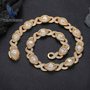 Collar de Hombre Personalizado con Cadena Cubana de 15 mm, Estilo Hip Hop, con Incrustaciones de Circonita, 8 <span class=keywords><strong>Palabras</strong></span>, Envío Gratuito - Product Image 3