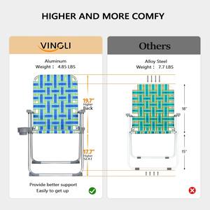 كراسي حديقة وشاطئ قابلة للطي من الألومنيوم بالجملة، مع حامل أكواب قابل للفصل، كرسي محمول للتخييم في الهواء الطلق - Product Image 3