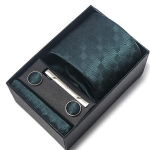 Herren Classic Checks Schwarz/Rot/Pink/Blau Jacquard Gewebte Seiden krawatte Krawatte Geschenk box - Product Image 2