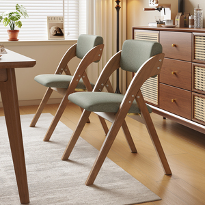 Chaise pliante en bois massif, design minimaliste rembourré, pour la maison, la salle à manger, le bureau, gain de place - Product Image 1