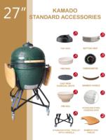 Auplex Premium Luxuriöser Kamado-Grill 27 Zoll 29 Outdoor-Küche Hochleistungs-Holzkohlegrill aus Keramik und Edelstahl mit Glasiertem Finish und Seitenfunktion