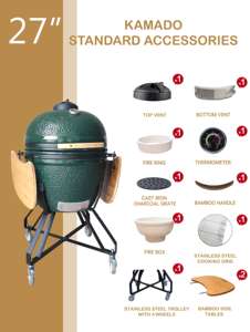 <span class=keywords><strong>Barbecue</strong></span> Kamado Auplex Premium Luxueux 27 Pouces 29 pour Cuisine Extérieure, Gril à Charbon en Céramique et Acier Inoxydable Robuste - Product Image 2