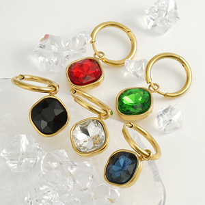 ZOGXIN Geometric <b>Drop</b> <b>Earrings</b> 18K Gold Plated Crystal Studs For Everyday Wear - Product Image 2