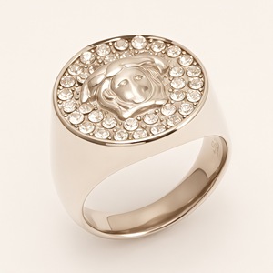 Anillo Redondo de Lujo con Cabeza de Medusa, Chapado en Oro de 24K, con Cristales Incrustados, Anillo Grueso para Hombre y Mujer, Joyería al por Mayor, Antideslustre, Acero Inoxidable 316L - Product Image 3