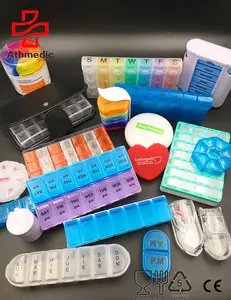 Athmédico-columna cilíndrica de grado alimenticio, caja organizadora de píldoras, 7 días, transparente, color arcoíris, promoción semanal, 2023
