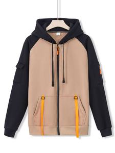 Sudadera con capucha de doble cremallera para hombre de fabricación personalizada de alta calidad, chaqueta recubierta de manga larga con cremallera, diamantes de imitación de gran tamaño - Product Image 3